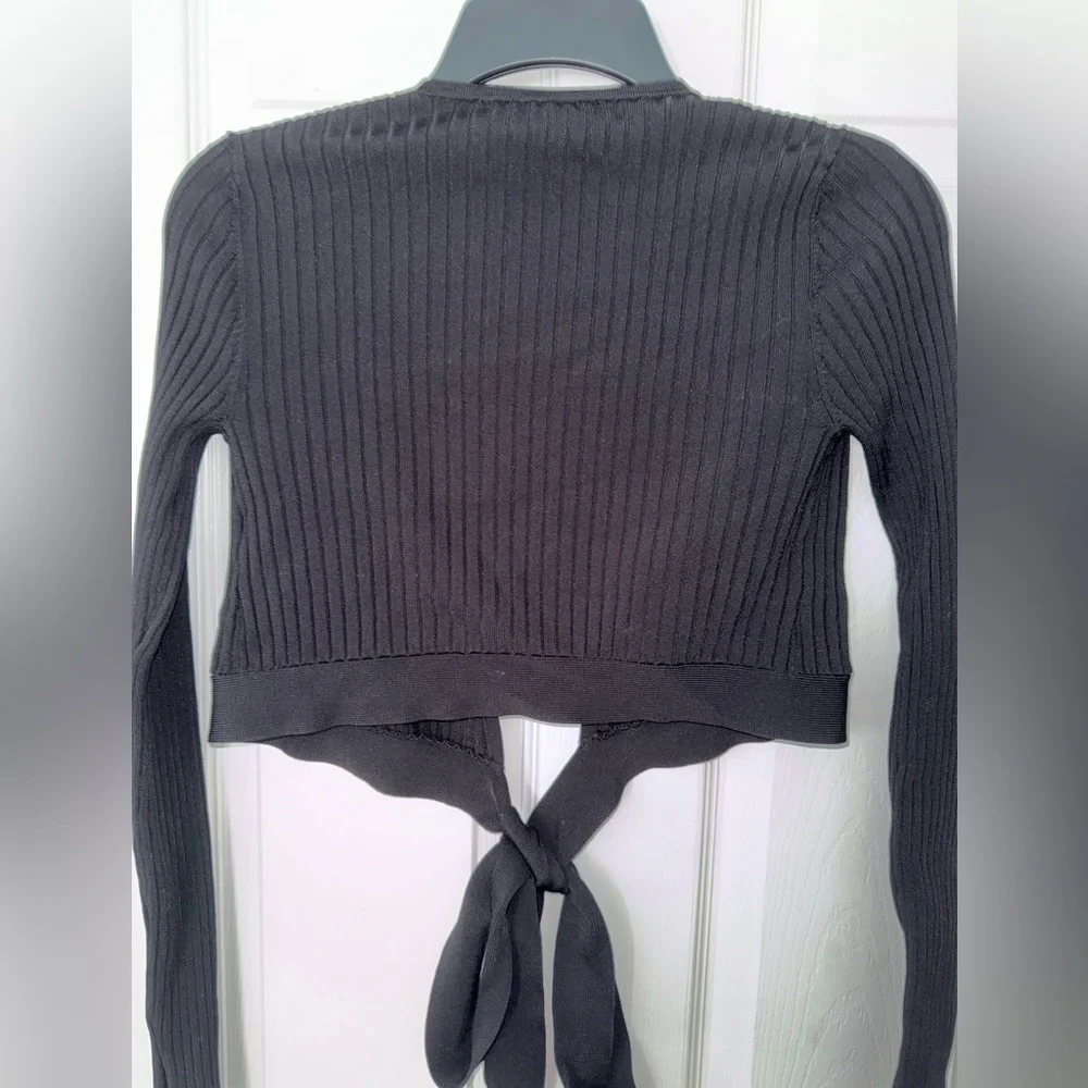 White House Black Market Cropped Ribbed Tie-Front Cardigan | EUC | Size Small